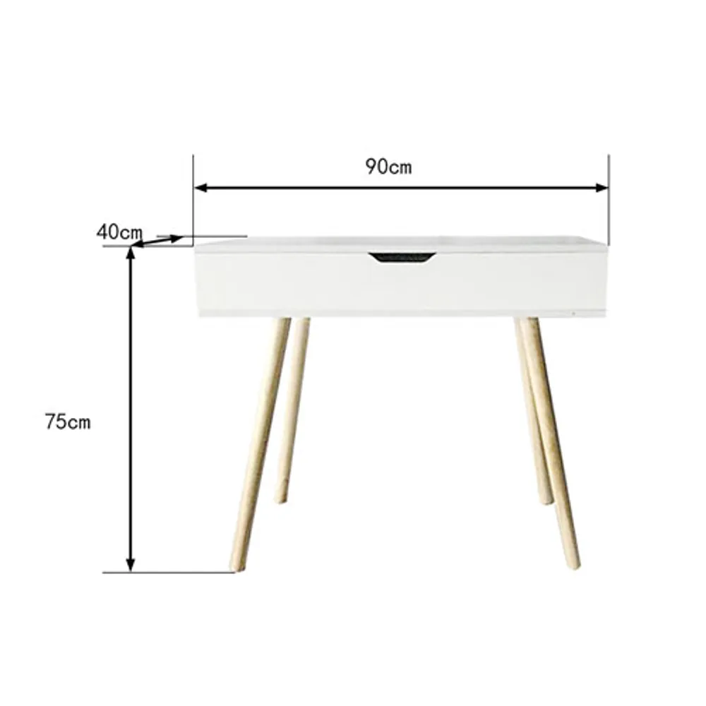 Modern 35.4"W Writing Desk with Storage - White