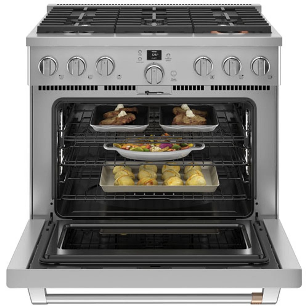 Café 36" 5.7 Cu. Ft. True Convection Freestanding Duel Fuel Air Fry Range (C2Y366P2TS1) - Stainless