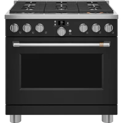 Cuisinière gaz autonome à convection à ventilateur 6,2 pi³ 36 po Café (CGY366P3TD1) - Noir mat