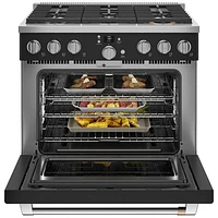 Cuisinière gaz autonome à convection à ventilateur 6,2 pi³ 36 po Café (CGY366P3TD1) - Noir mat