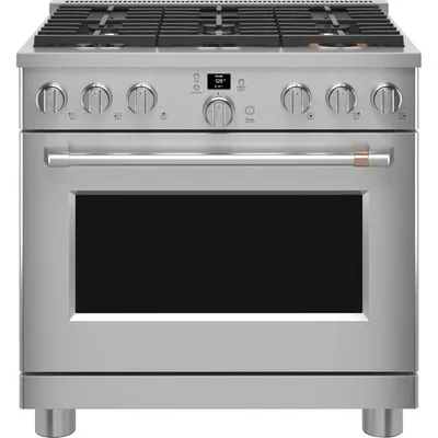 Cuisinière gaz autonome à convection à ventilateur de 6,2 pi³ et 36 po de Café (CGY366P2TS1) - Inox