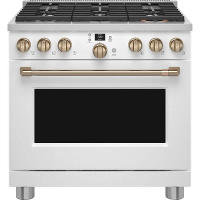 Café 36" 5.7 Cu. Ft. True Convection Freestanding Duel Fuel Air Fry Range (C2Y366P4TW2) - White