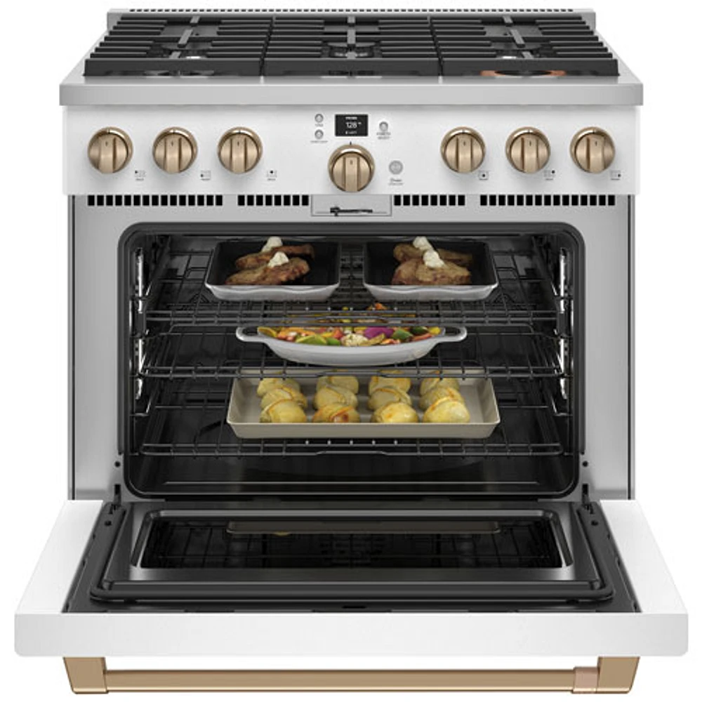 Café 36" 5.7 Cu. Ft. True Convection Freestanding Duel Fuel Air Fry Range (C2Y366P4TW2) - White