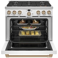 Café 36" 5.7 Cu. Ft. True Convection Freestanding Duel Fuel Air Fry Range (C2Y366P4TW2) - White