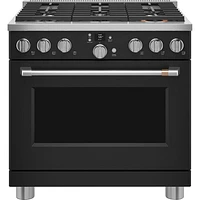 Café 36" 5.7 Cu. Ft. True Convection Freestanding Duel Fuel Air Fry Range (C2Y366P3TD1) - Black