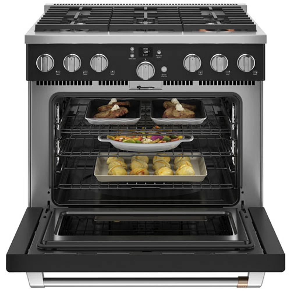 Café 36" 5.7 Cu. Ft. True Convection Freestanding Duel Fuel Air Fry Range (C2Y366P3TD1) - Black