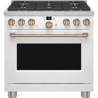 Café 36" 6.2 Cu. Ft. Fan Convection Freestanding Gas Range (CGY366P4TW2) - Matte White