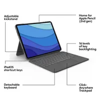 Étui-clavier Combo Touch de Logitech avec pavé pour iPad Pro 12,9 po (5e/6e gén.) - Gris Oxford - Anglais