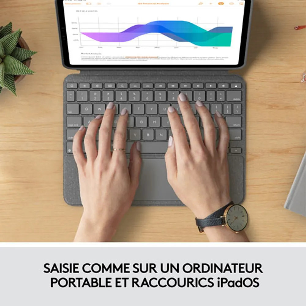 Étui-clavier Combo Touch de Logitech avec pavé pour iPad Pro 11 po (1re/2e/3e/4e génération) - Gris Oxford - Anglais