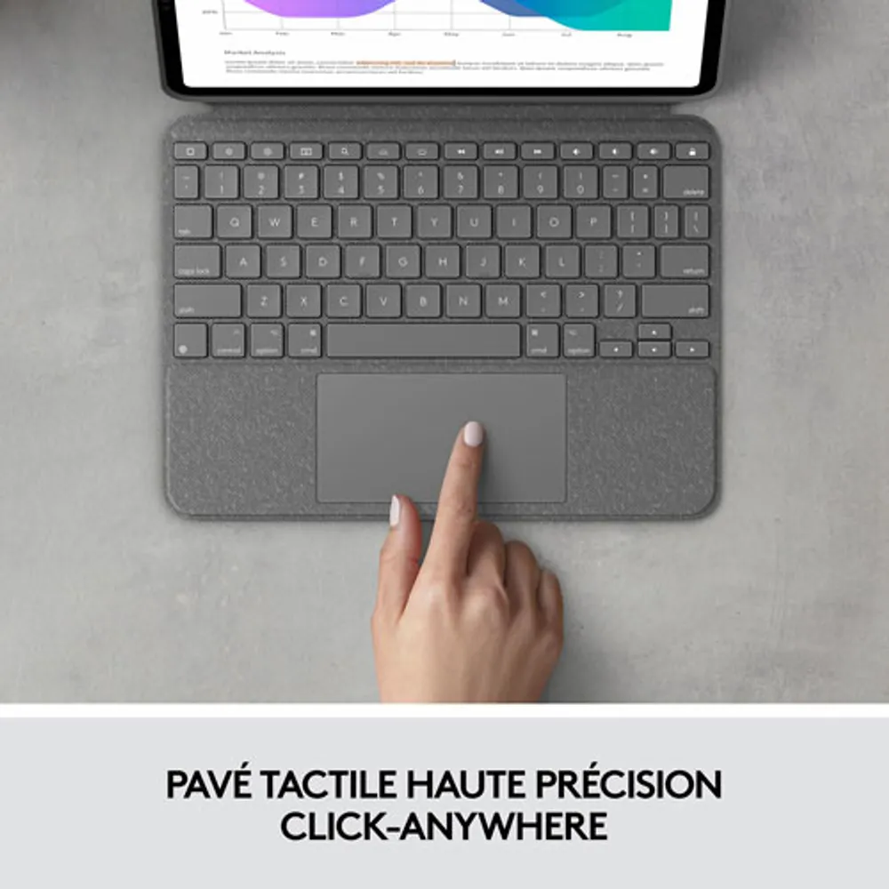 Étui-clavier Combo Touch de Logitech avec pavé pour iPad Pro 11 po (1re/2e/3e/4e génération) - Gris Oxford - Anglais