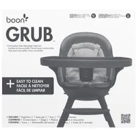 Boon GRUB Baby High Chair with Removable Seat and Tray - Grey