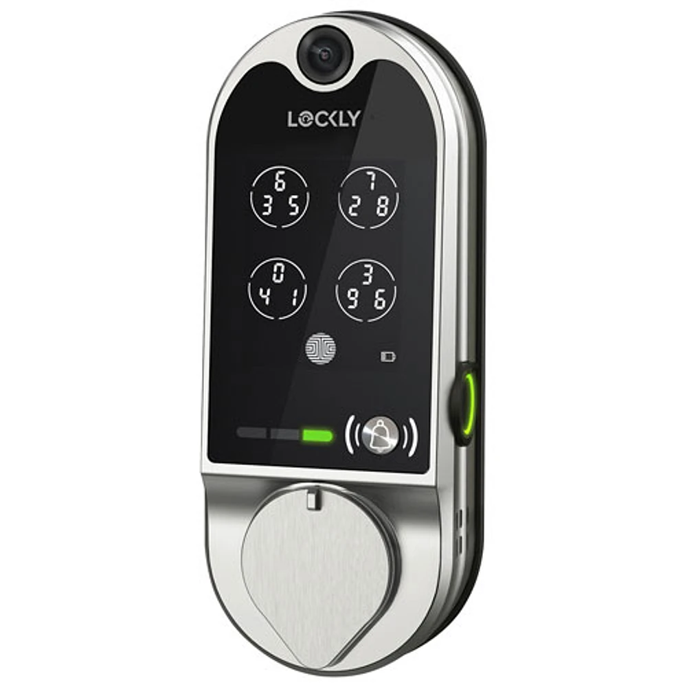 Serrure intelligente Bluetooth et Wi-Fi Vision de LOCKLY avec sonnette vidéo - Nickel satiné