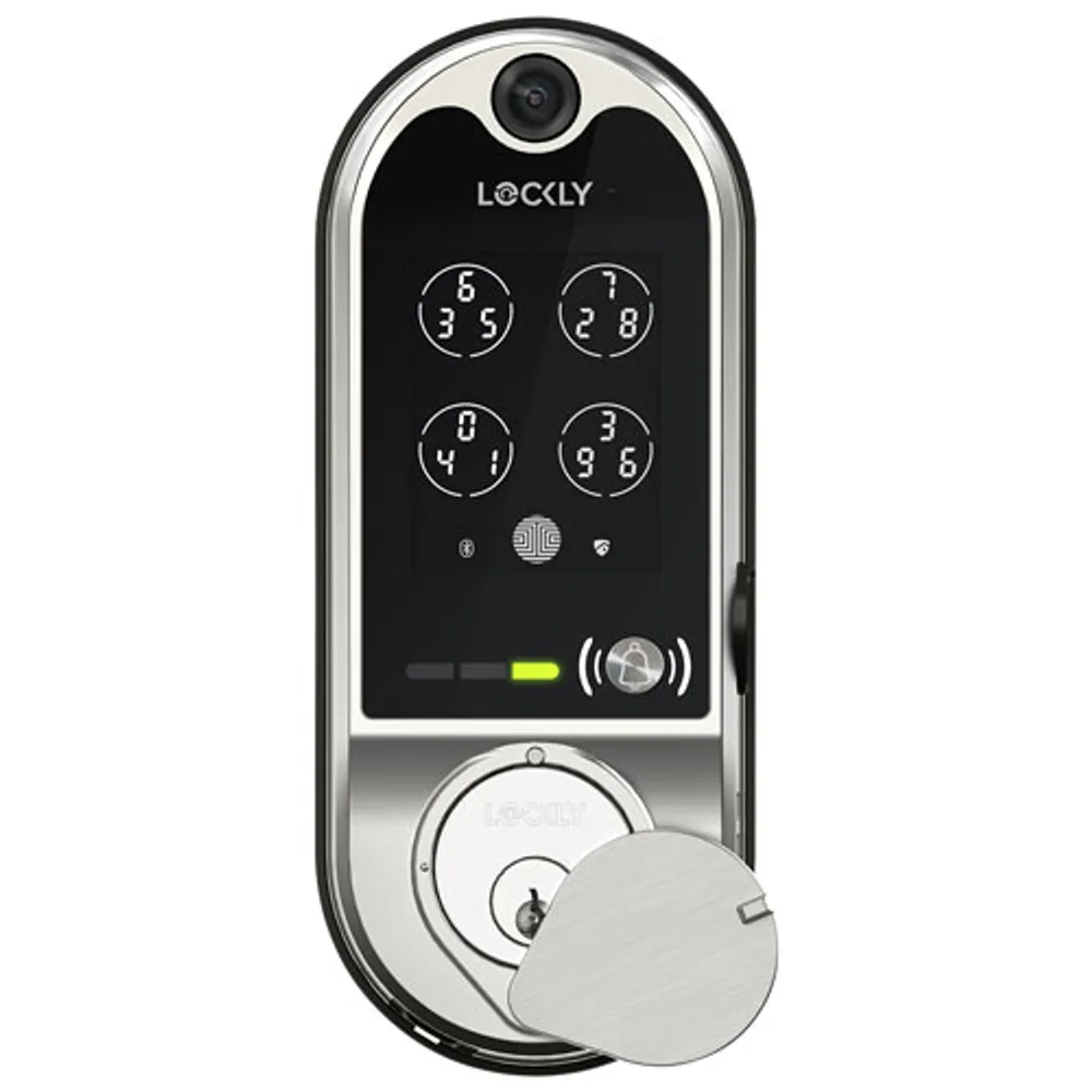 LOCKLY Vision Bluetooth & Wi-Fi Smart Lock with Video Doorbell - Satin Nickel