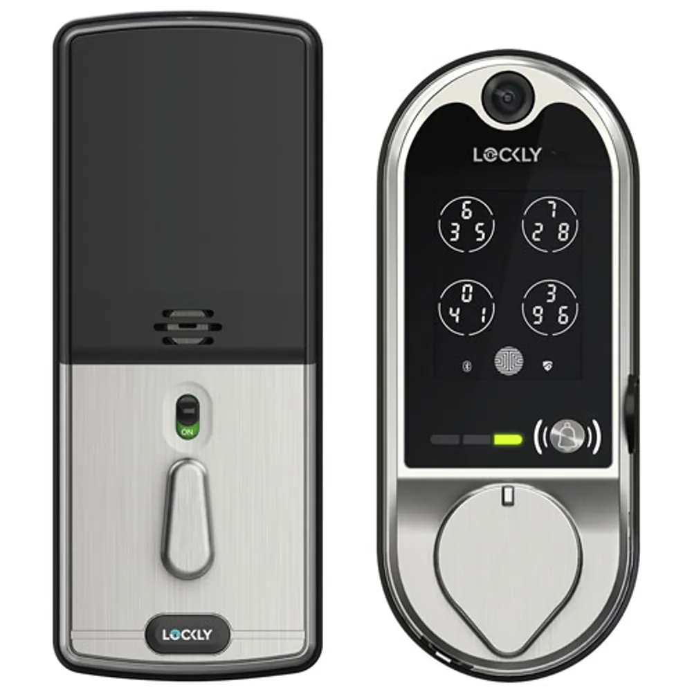 Serrure intelligente Bluetooth et Wi-Fi Vision de LOCKLY avec sonnette vidéo - Nickel satiné