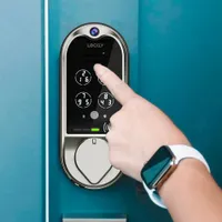 Serrure intelligente Bluetooth et Wi-Fi Vision de LOCKLY avec sonnette vidéo - Nickel satiné