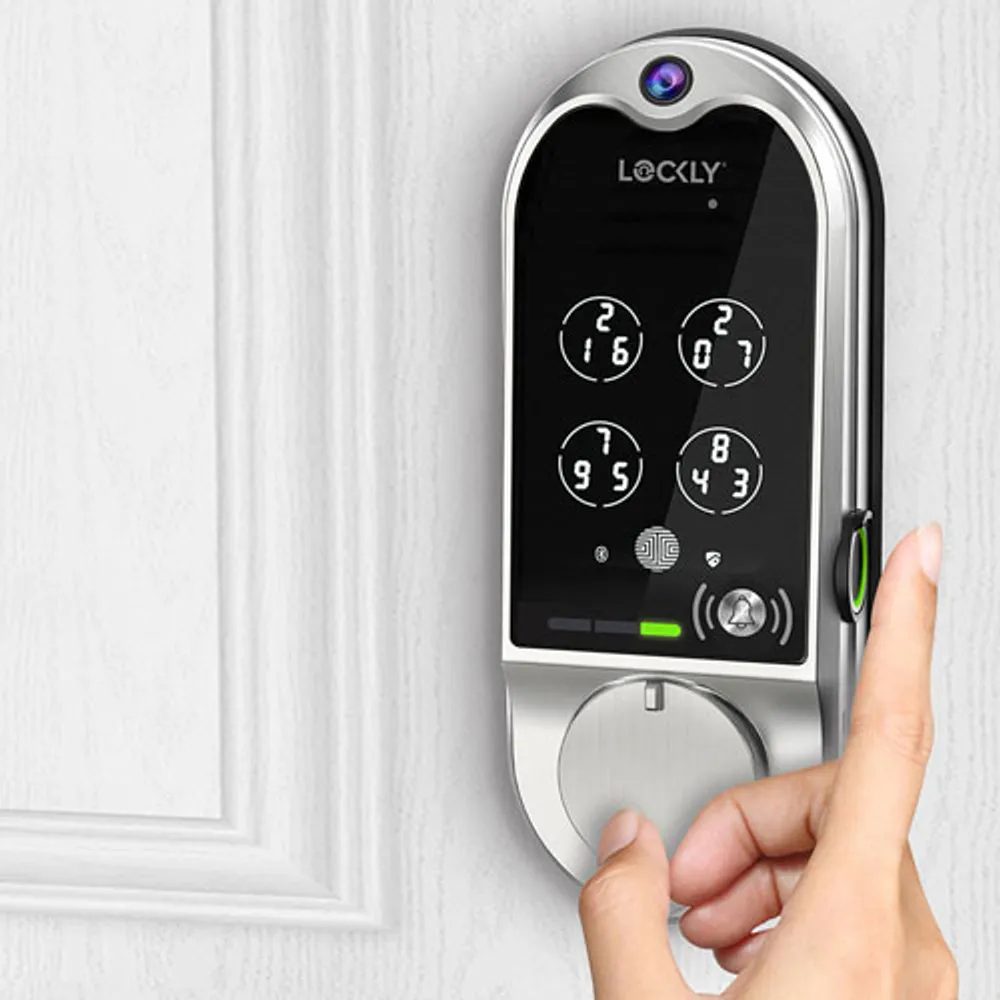 Serrure intelligente Bluetooth et Wi-Fi Vision de LOCKLY avec sonnette vidéo - Nickel satiné