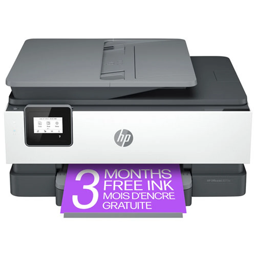 Imprimante à jet d'encre tout-en-un sans fil OfficeJet 8015e de HP - Essai de 6 mois de Instant Ink de HP inclus*