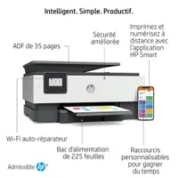 Imprimante à jet d'encre tout-en-un sans fil OfficeJet 8015e de HP - Essai de 6 mois de Instant Ink de HP inclus*