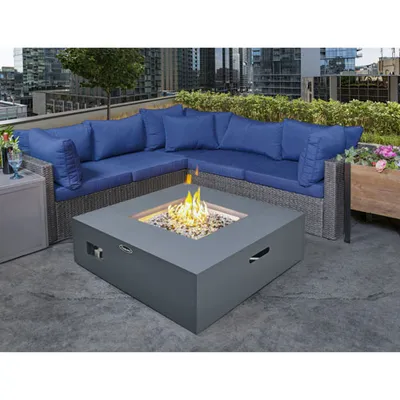 Paramount Square Propane Fire Pit Table - 55,000 BTU - Concrete-Look