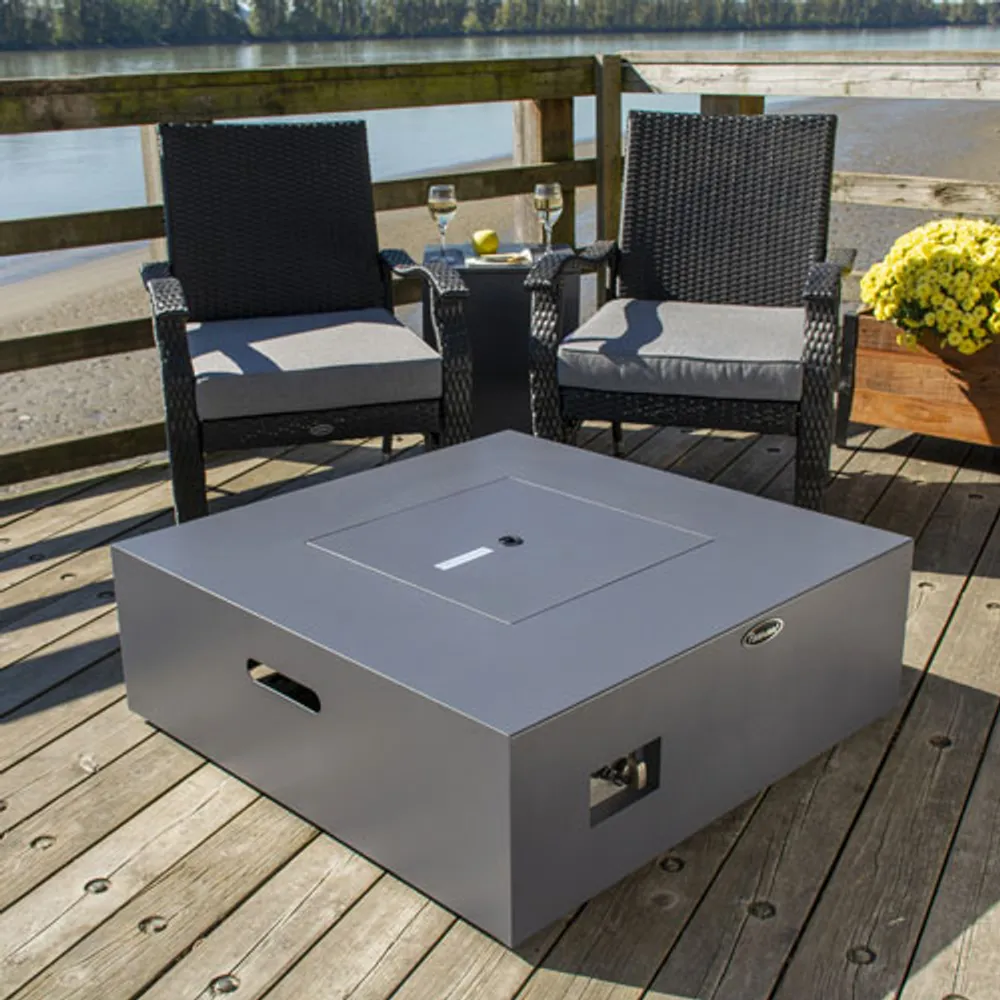 Paramount Square Propane Fire Pit Table - 55,000 BTU - Concrete-Look