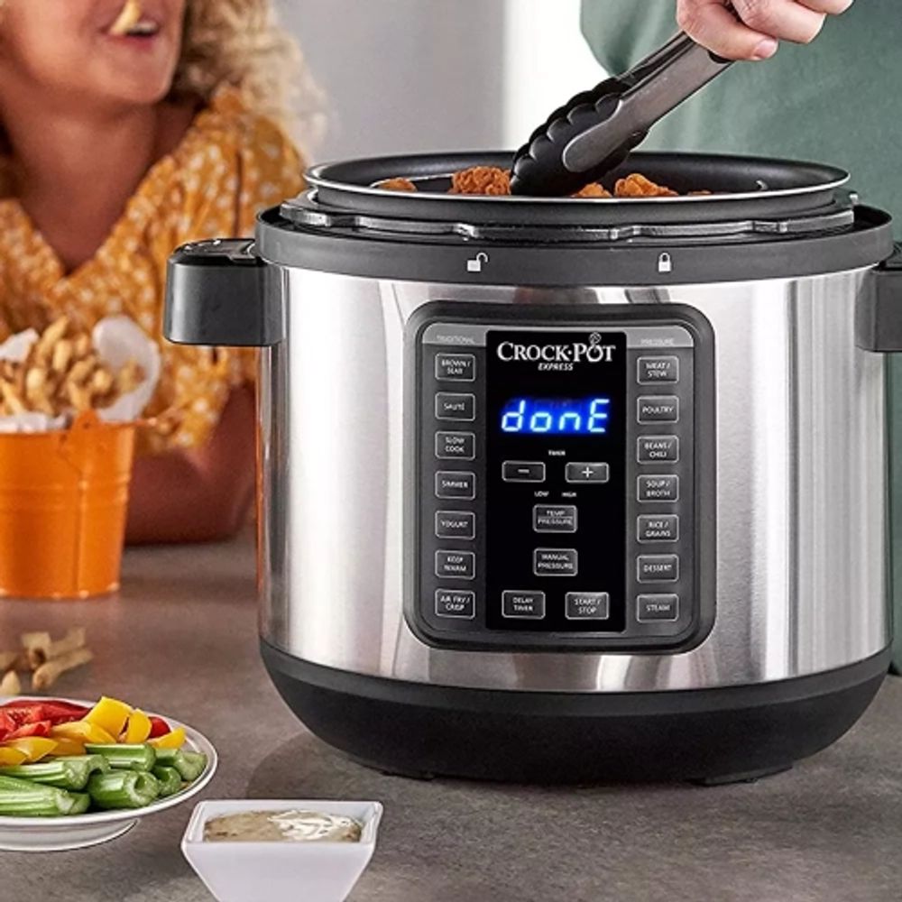 CROCKPOT Crock-pot - Express Programmable Slow Cooker And Pressure Cooker With Air Fryer Lid - Stainless Steel | Coquitlam Centre