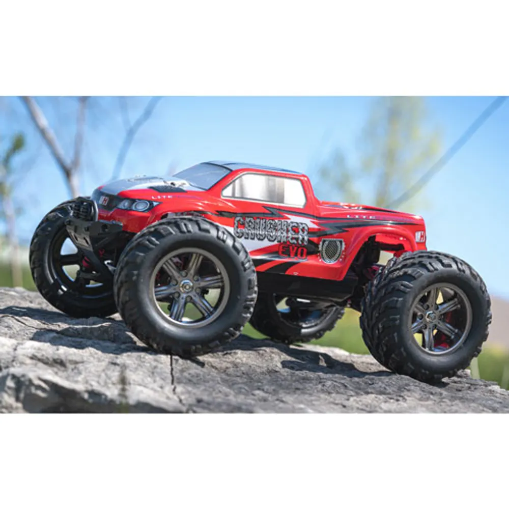 LiteHawk Crusher Evo 2WD 1/12 Scale RC Monster Truck (42017) - Red/White