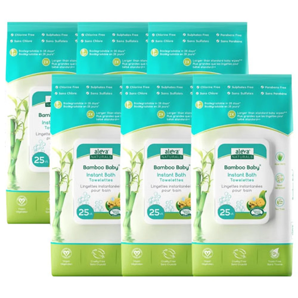 Lingettes nettoyantes instantanées pour bébé en bambou d'Aleva Natural - 150 lingettes