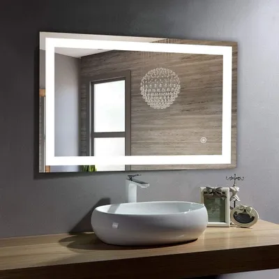 Aluminum LED Wall Mounted Bathroom Mirror, Ultra-Thin Makeup Mirror with High Lumen and 3 colors Dimmable