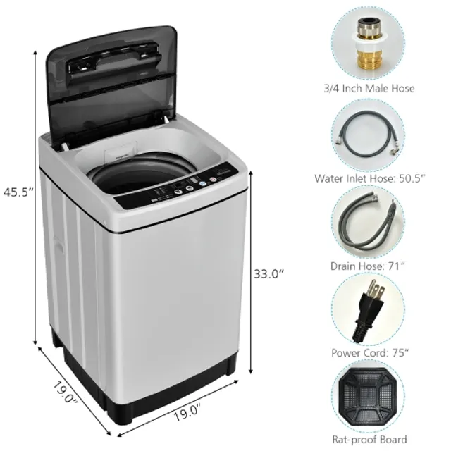 Costway 26lbs Portable Semi-Automatic Twin Tub Washing Machine w/ Drain Pump