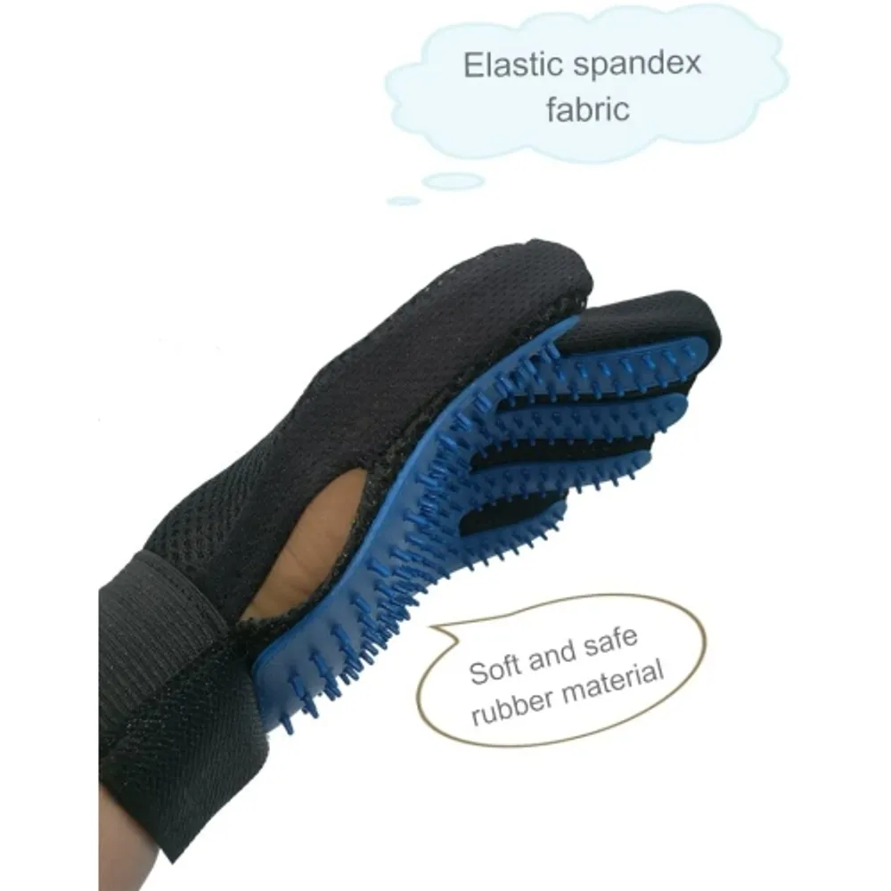 Bestbuy Pet Grooming Gloves - Improved Five Finger Design Rubber Glove  Gentle Deshedding Brushes for Cats, Dogs and Horses (Black)