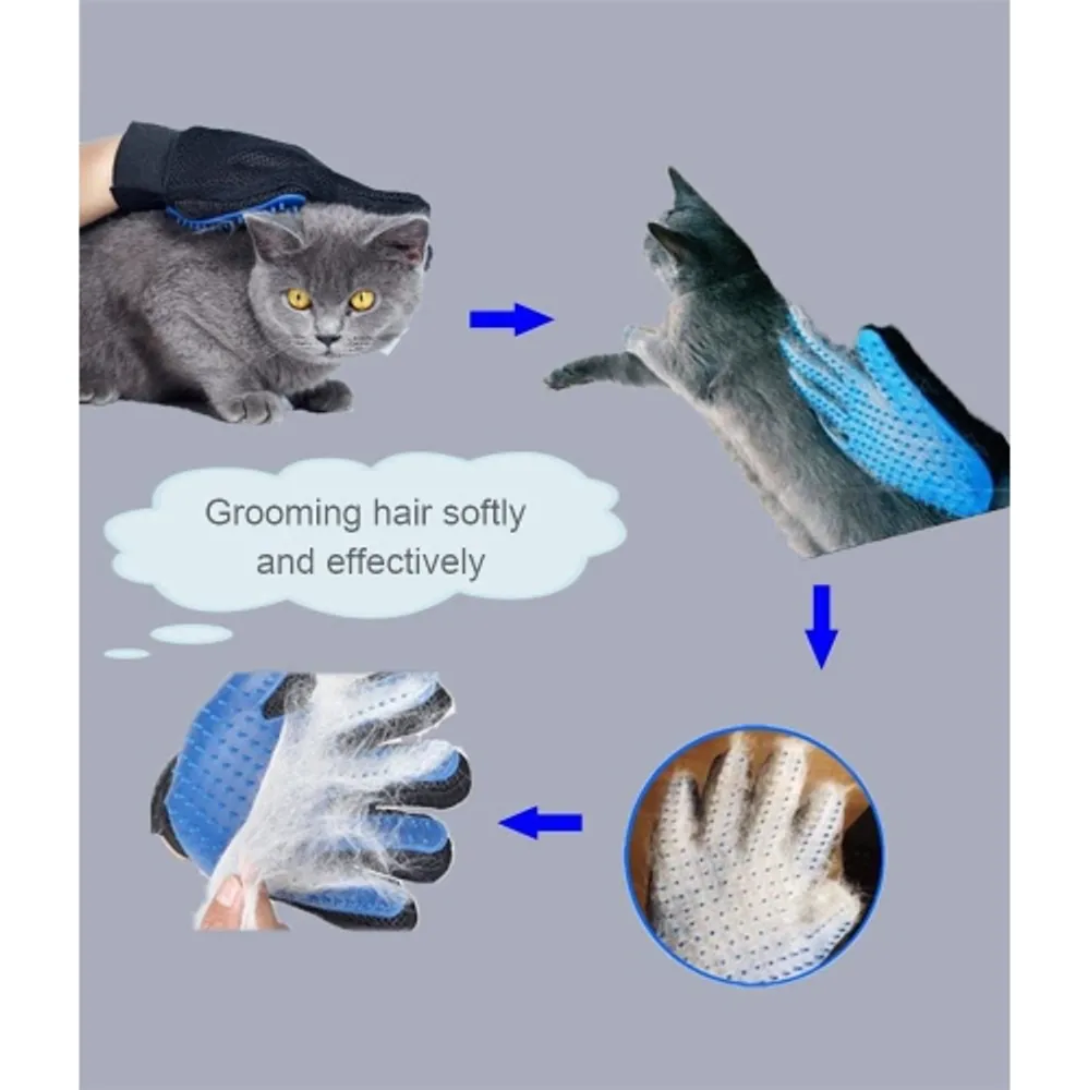 Pet Dog Cat Grooming Glove Deshedding Brush Fur Remover Mitt Left