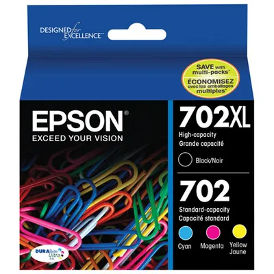 Cartouche d'encre noire et couleurs d'Epson (T702XL-BCS) - Paquet de 4