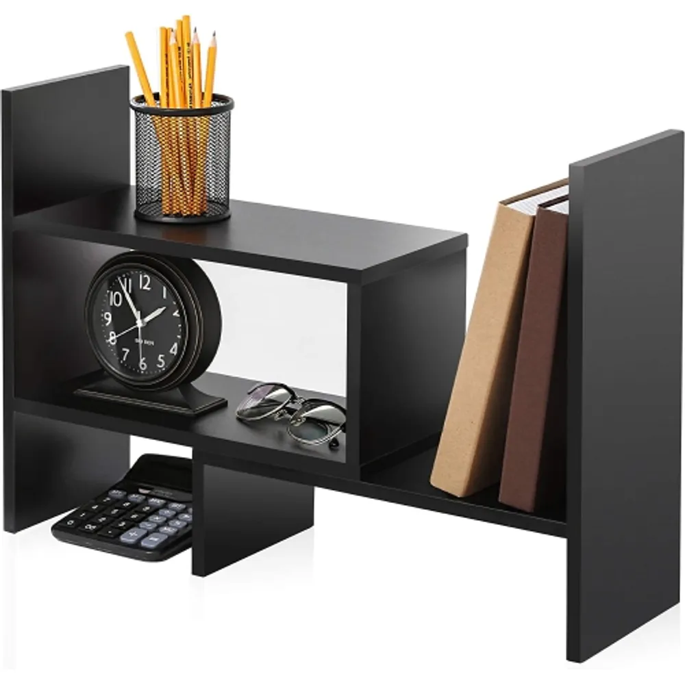  FITUEYES Wood Desk Organizer, Black Office Desktop