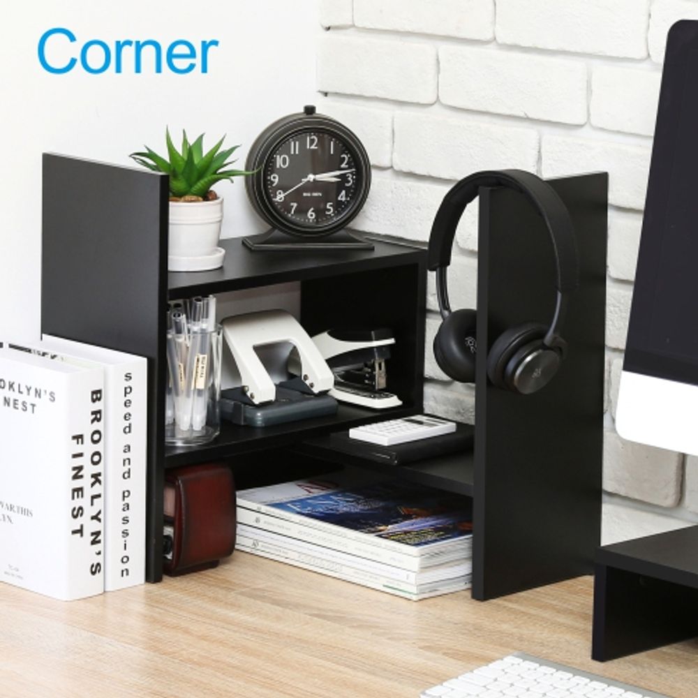  FITUEYES Wood Desk Organizer, Black Office Desktop