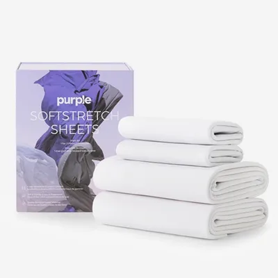 Purple Softstretch Sheet Set - True White