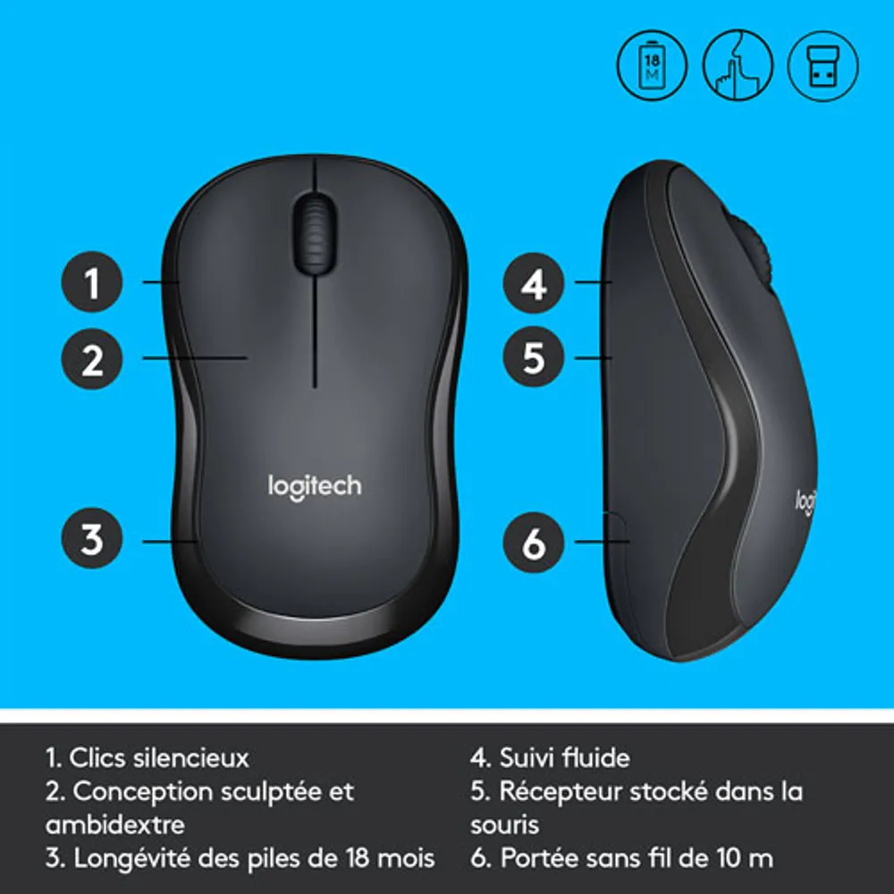 Souris optique sans fil de 1000 ppp M220 Silent de Logitech