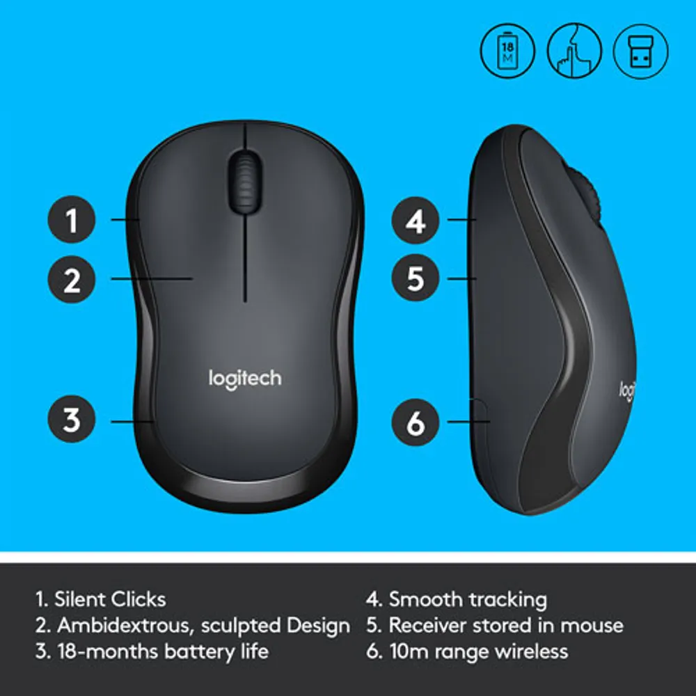Souris optique sans fil de 1000 ppp M220 Silent de Logitech