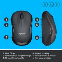 Logitech M220 Silent 1000 DPI Wireless Optical Mouse - Graphite