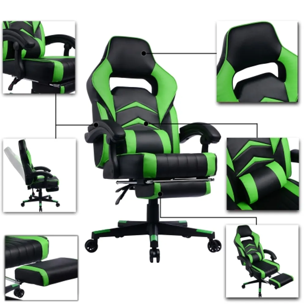 GamingChair Ergonomic PU Padded Leather Racing Gaming Chair with