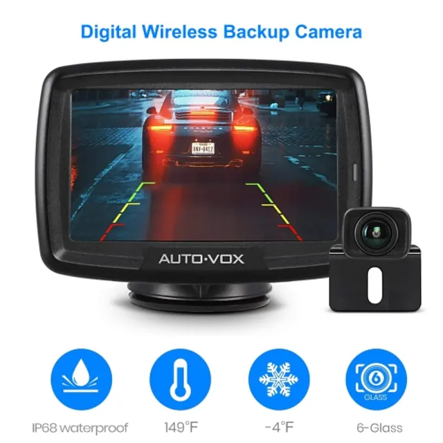 AUTO-VOX CS-2 Wireless Backup Camera with 4.3'' Monitor System, Stable  Digital Signal Waterproof Back Up Camera for Cars, Clear Night Vision  Reverse