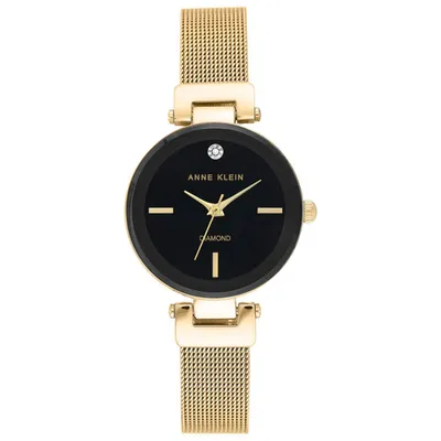 Anne Klein 30mm Women's Dress Watch with Diamond Accent - Gold/Black