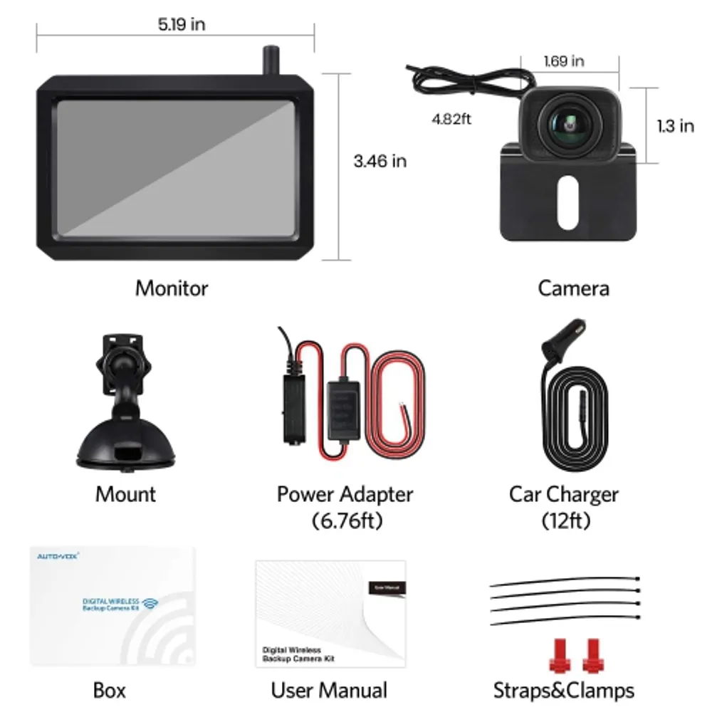 Auto-Vox Wireless Digital Backup Camera System, Trucks Digital