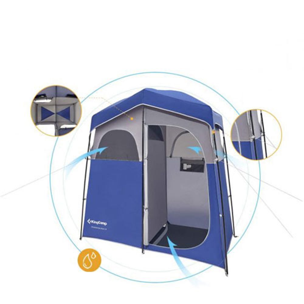 KingCamp 2-Room Privacy Shower Tent - Blue/Grey