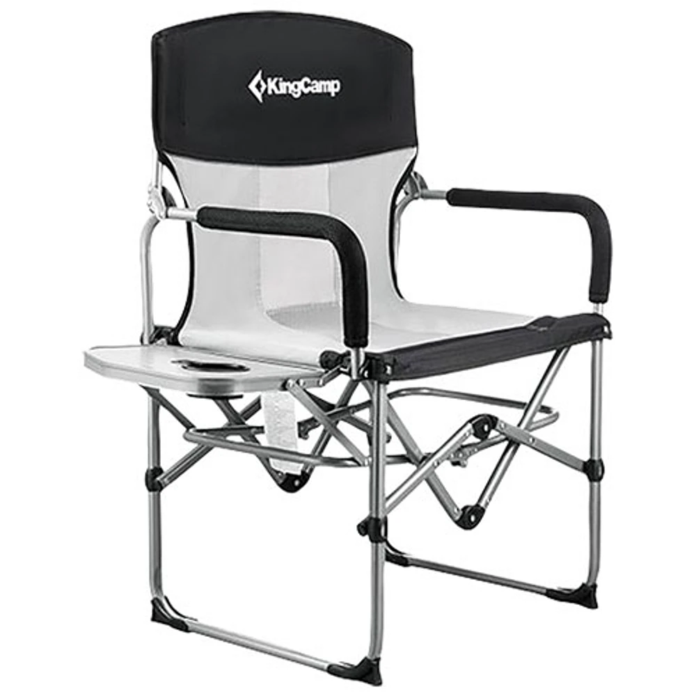 Fauteuil de camping repliable de style réalisateur avec table d'appoint de KingCamp (KC3824) - Gris