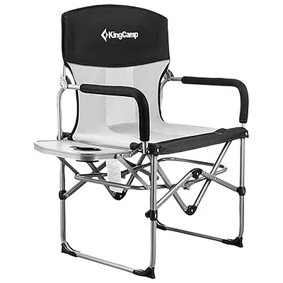 Fauteuil de camping repliable de style réalisateur avec table d'appoint de KingCamp (KC3824) - Gris