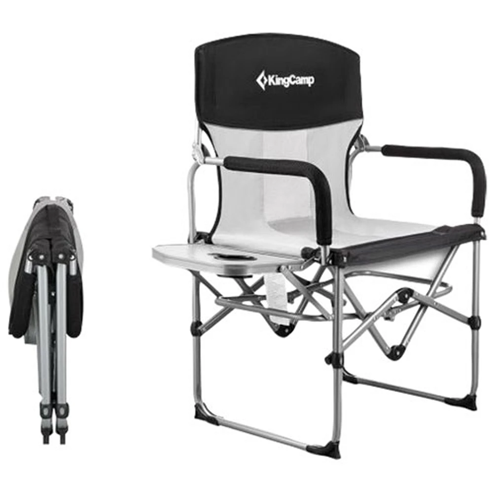 Fauteuil de camping repliable de style réalisateur avec table d'appoint de KingCamp (KC3824) - Gris