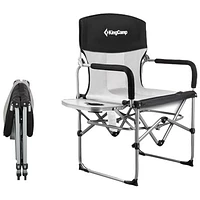 Fauteuil de camping repliable de style réalisateur avec table d'appoint de KingCamp (KC3824) - Gris