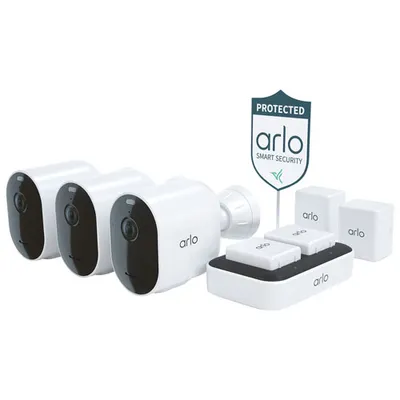 Arlo Pro 4 Spotlight Camera Security Bundle with 3 Wire-Free Indoor/Outdoor 2K Cameras