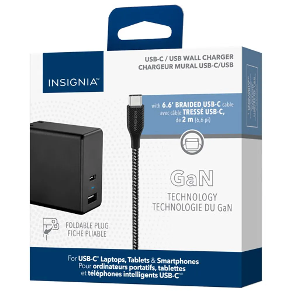 Insignia 67.5W 2-Port USB-A/USB-C GaN Wall Charger (NS-PWLG2-C)