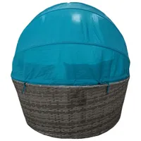 Positano Resin Wicker Outdoor Daybed with Canopy & Cushions - Aqua Blue